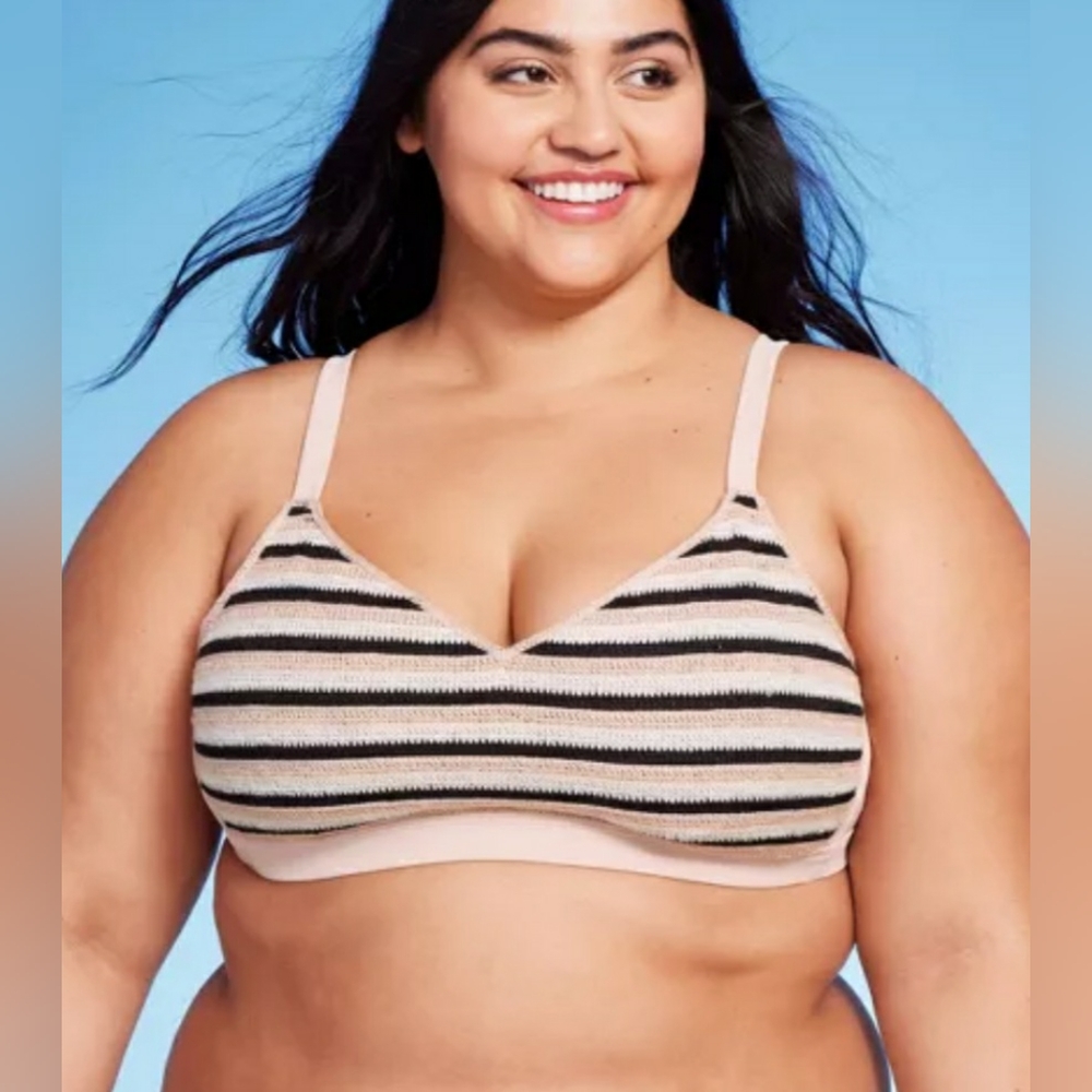 Women's Striped Crochet Bralette Bikini Top - Wild Fable™